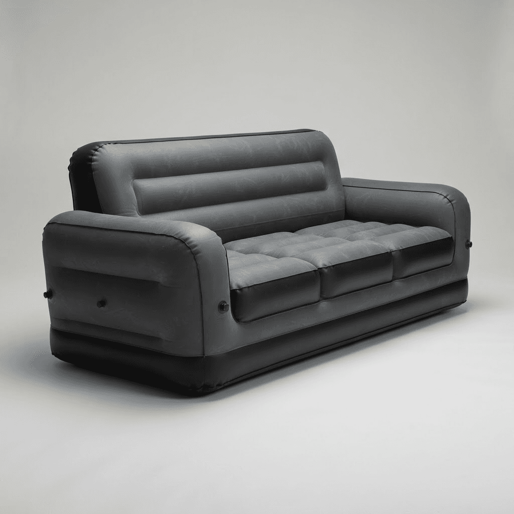 A black and gray inflatable outdoor couch